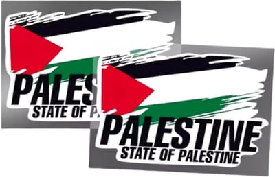 2x Palestina Sticker - Autostickers State of Palestine - 15x9,5CM - Palestijnse Vlag met Tekst