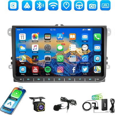 ESSGOO DAB+ Autoradio - Geschikt voor Volkswagen, Skoda & Seat - Apple Carplay & Android Auto - Android 14 - 1+32GB - 9 Inch HD Touchscreen - Bluetooth, USB, WiFi & MP5 - Navigatiesysteem - Achteruitrijcamera & Microfoon - 2026 Model