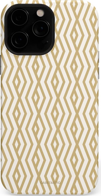Casetastic Hoesje Geschikt voor Apple iPhone 13 Pro Max Magsafe - Stijlvolle Beschermende Duo-layer Case - Art Deco Goud