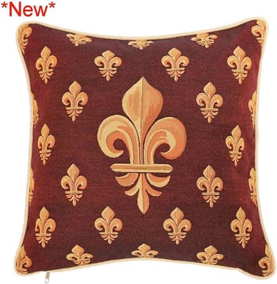 Kussenhoes - Gobelinstof - Fleur de Lis - Rode ondergrond