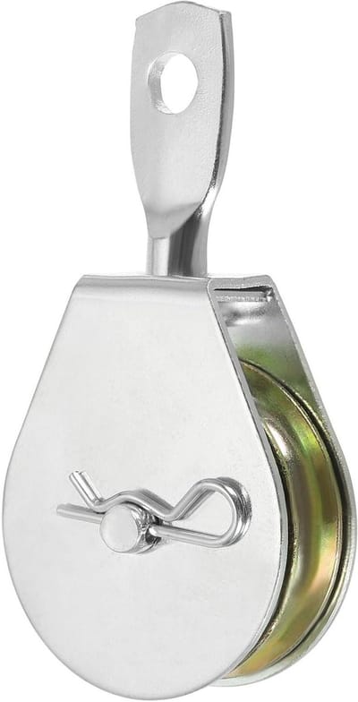 Enkele Katrol Blok - Touw Wiel - Zware Lasten Hefen - Roestbestendig Koolstofstaal - 50mm Wieldiameter - Zilverkleurig