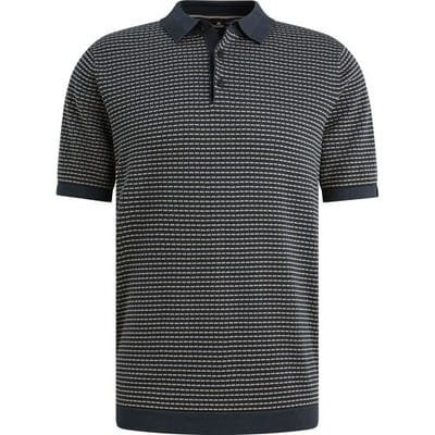 Polo Shirt Korte Mouw Vanguard Knitted Poloshirt Streep Navy
