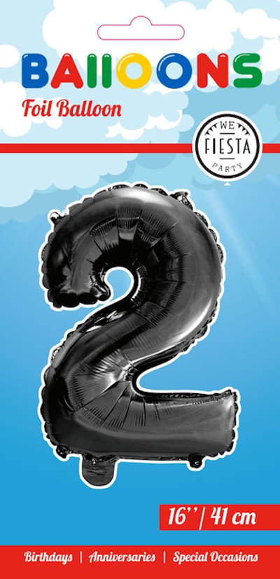 Folieballon 16" nmr. 2 - Zwart