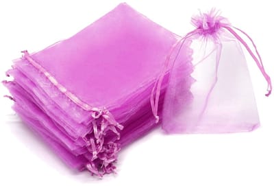 Fako Bijoux - 20 Organza Zakjes - 10x15cm - Feestzakjes - Snoepzakjes - Cadeauzakjes - Uitdeelzakjes - Sieradenzakjes - Lila Paars - 10x15 cm - 20 Stuks