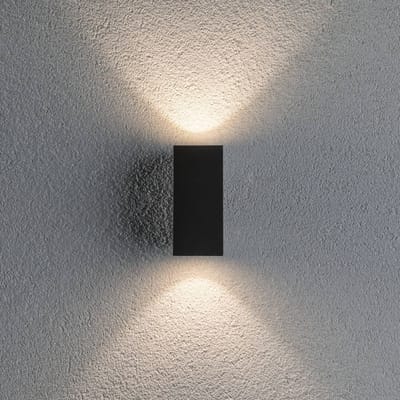 LED-wandlamp Flame IP44 hoekig 58x128 mm 3000K 2x3,5W 2x260lm 230V 75° Antraciet Aluminium