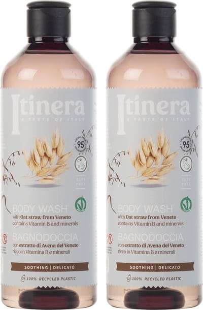 ITINERA - Kalmerende bodywash met haver uit Veneto, 95% natuurlijke ingrediënten, 370 ml (2 stuks)