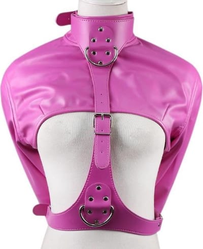 Banoch - Open Breast Straight Jacket Pink - pu leer dwangbuis bondage - Roze
