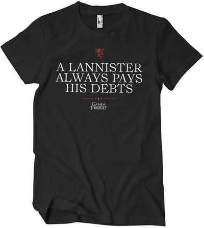 Game of Thrones T-shirt A Lannister betaalt altijd zijn schulden T-shirt WB-1-GOT006-H84-2