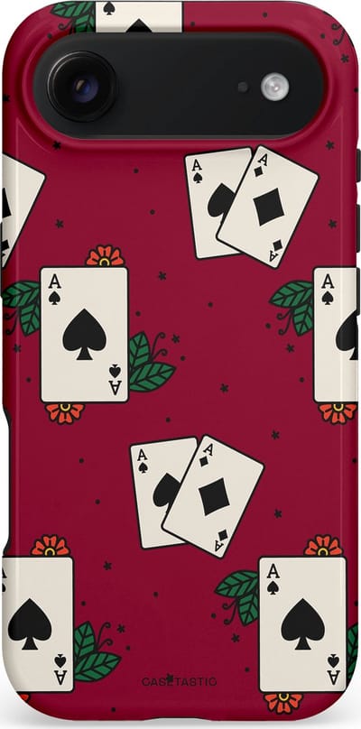 Casetastic hoesje geschikt voor Apple iPhone Air - MagSafe - Dubbellaagse bescherming - Casino Aas - Fashion Case - Bordeaux Lichtgrijs Crème Zwart