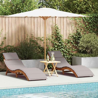 vidaXL - Ligbed - 2 - st - Massief - Acacia - Hout - Taupe