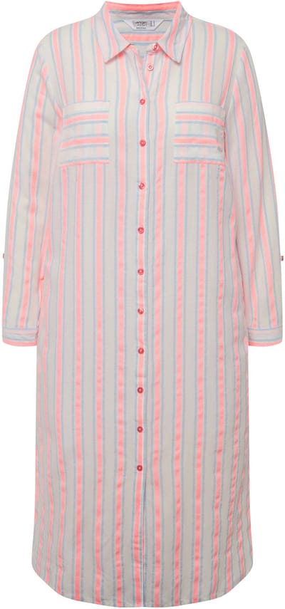 Angel of Style - Dames - Blouseachtige midi-jurk strepen overhemdkraag - Roze - Maat 46