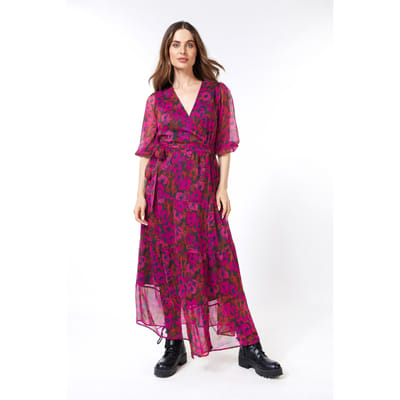 EsQualo Dress Long Wrap Over Floral Wilding Print Maat: 34 | Maxi Jurken Outlet | Dames | Roze