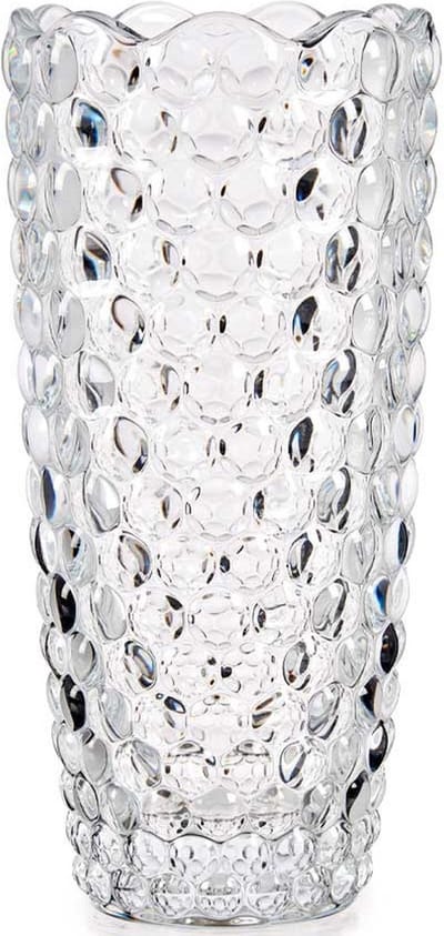 Giftdekor bloemenvaas bubbels relief - 8 x 19 cm - Gedecoreerd glas - Vaas - Geschikt voor bloemen en boeketten