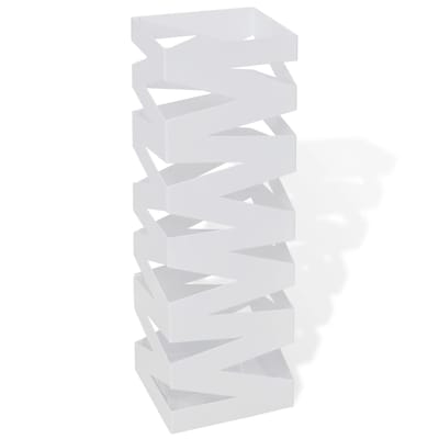 vidaXL - Paraplu- - en - wandelstokhouder - strepen - wit - vierkant - staal - 48,5 - cm