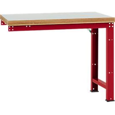 Manuflex aanbouw-werkbank Profi standaard, tafelblad kunststof, 1250 x 700 mm, robijnrood