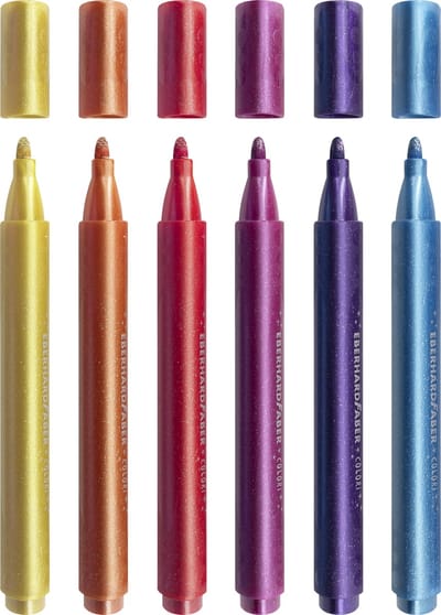 Eberhard Faber viltstiften Jumbo - dikke viltstiften - punt 2mm - 6 glitter kleuren in kunststof etui - EF-551214