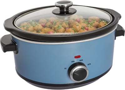 QORA® Slowcooker met timer - Slowcooker - Crockpot - Blauw - ‎24cm x 31cm x 18cm