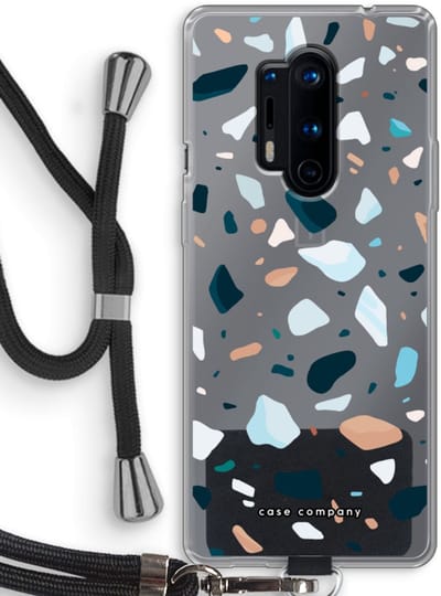 Case Company® - Hoesje met koord geschikt voor OnePlus 8 Pro hoesje met Koord - Terrazzo N°13 - Telefoonhoesje met Zwart Koord - Bescherming aan alle Kanten en Over de Schermrand