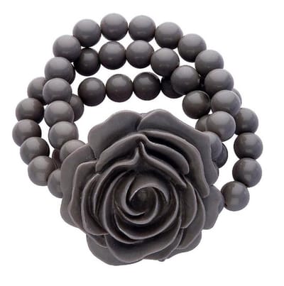 Behave - elastische armband - grijs met bloemaccent - romantisch chic