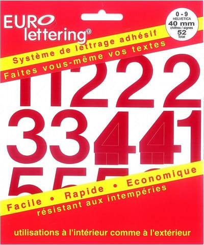 Eurolettering rood - 40 mm cijfers