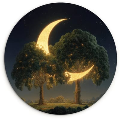 WallCircle® Wandcirkel 120x120 cm - Muurcirkel Maan - Bomen - Rust - Muurdecoratie woonkamer - Wanddecoratie slaapkamer - Kamer decoratie accessoires - Ronde schilderijen XXL