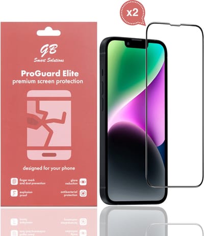GB ProGuard Elite Screenprotector voor iPhone 13 Pro Max - 14 Plus - 2 stuks – Gehard Glas – Volledige Dekking – Krasbestendig & Schokabsorberend