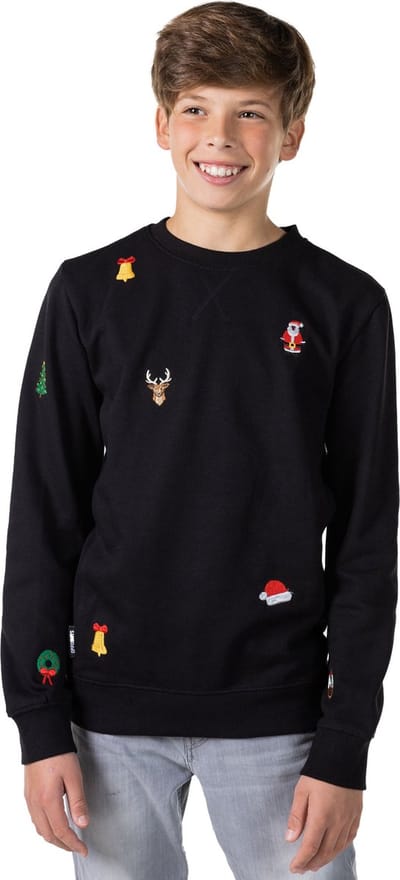 OppoSuits Deluxe X-Mas Icons - Black - Tiener Kerst Sweater - Kersttrui - Jongens - Kerst - Zwart - Maat 14 Jaar