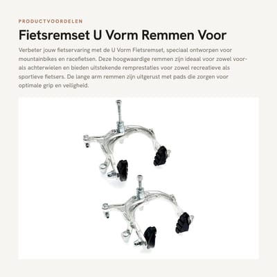 Dailygoods- Remklauw U-vorm - Lichtgewicht Bladremmen - Fietsremmen voor Voor- en Achterwielen - Geschikt voor MTB/BMX/Racefiets - Hoogwaardige Aluminiumlegering - Inclusief Rempads