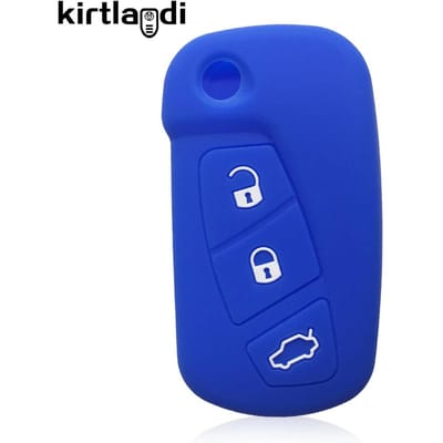 Siliconen Auto Sleutelhoesje voor Ford KA MK2 Urban Street Ka Voertuigen Hoesje Sleutelhouder Sleutelhanger Afstandsbediening Shell Jasje 3 Knoppen 2008-2016 blauw