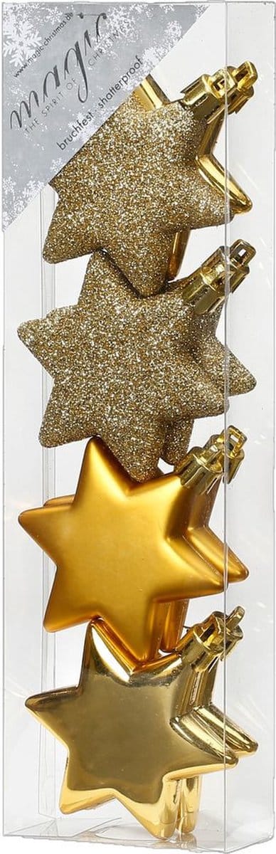 Christmas goods Kersthangers - 8x - sterren - goud - 6 cm - kerstversiering
