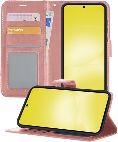Hoesje - Met Pasjeshouder - Geschikt voor Samsung Galaxy A56 - Luxe Bookcase Portemonee - Flip Case - Kunstleer Book Case - Flipcase - Book Cover - Walletcase - Portemonneehoes - Telefoonhoesjes - Rosé goud