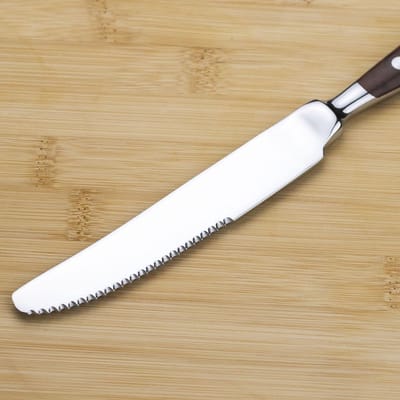 Allecto - Steakmessen - Messenset - Gekarteld - Bruine handgrepen - Vaatwasserbestendig - Voor de eetkamer - Set van 12 stuks