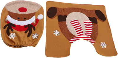 Kerst Toilethoes - Toiletdecoratie Set - Feestelijke Sfeer Creëren - Antislip Protector - 52 x 52 cm - Afbeelding 2