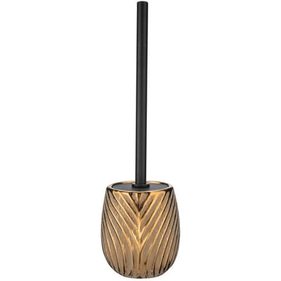 WENKO Toiletborstelhouder Idro goud keramiek met structuur en siliconen afdekking - Toiletborstel met houder - WC borstel met houder vrijstaand