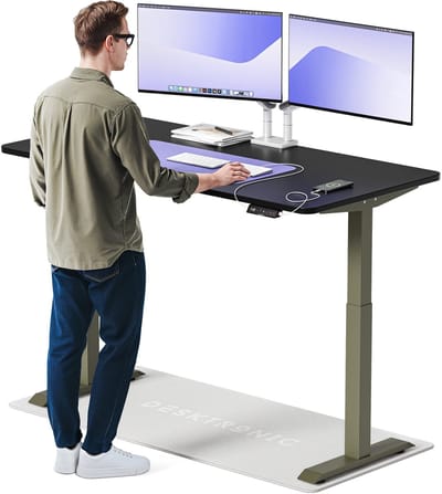 Desktronic HomeOne Zit-sta Bureau Elektrisch In Hoogte Verstelbaar, 160x80 cm Groente/Zwart, Stille Dubbele Motor, Hoogte 72-119cm