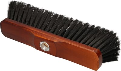 Buemag zachte bezemkop - hout - zwart/bruin - B28 cm - Kamerbezems/binnen bezems - schroefdraad