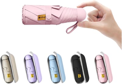 Paraplu's - Paraplu opvouwbaar -Reisminiparaplu - voor in de tas - met hoes - Kleine - compacte UV-bescherming - Lichtgewicht - klein opbergvakje - roze