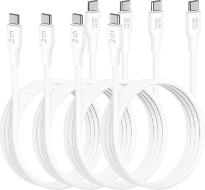 Usb C kabel 3 meter - Usb C naar usb C - 4 stuks - Voordeelpak - Lang - Wit