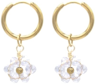 Oorbellen - oorringen - bedels - RVS - goudkleurig - bloemetjes - hip - trendy - tijdloos - chique - feest - verjaardag - cadeau - geschenk - vrouwen - dames