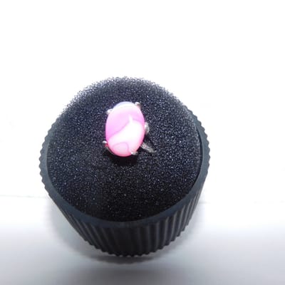 Hetty'S - Ravissante ring - 925 zilver - Roze Agaat - unieke setting - 1 maat
