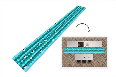 Keukenloper - Keukenmat - Cirkel - Pinguïn - Design - 400x50 cm - Keuken vloerkleed