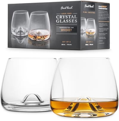 Dailygoods- Whiskyglazen 100% loodvrij - Kristallen - Set van 2 - 300 ml - 9 cm - DuraSHIELD schokbestendig - Glazen