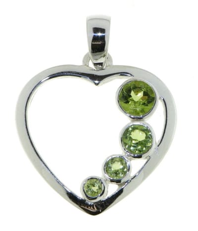 SilverGems Zilveren hart hanger met Peridoot edelstenen