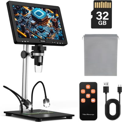 Digitale Microscoop 10.1” LCD – 1080P HD, 1200x Vergroting, 8 LED & 32GB – Voor Elektronica Reparatie, Educatie & Munten