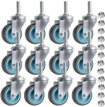 Zwenkwielen 50 mm - 12 Stuks Meubelwielen met 360 Graden Rotatie