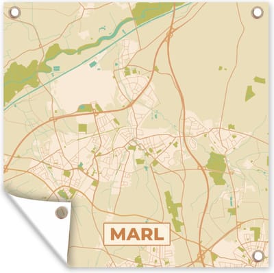 Tuin poster Plattegrond - Marl - Vintage - Kaart - Stadskaart - 200x200 cm - Tuindoek
