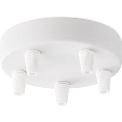 Home Sweet Home - Plafondkap Wit - 12/12/4.5cm - 5 lichts Planfondkap - Ronde plafondrozet - metaal - inclusief aansluit box en montage beugel -