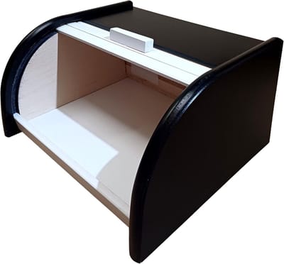 Broodtrommel Hout - Brood Opslag - Vers Houden - Schuifdeur Mechanisme - 40 x 30 x 18 cm - Zwart Wit