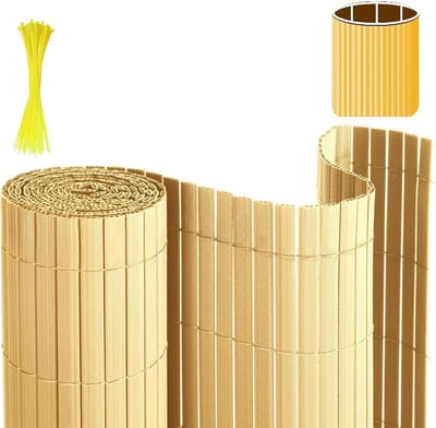 PVC Inkijkwerende mat, 180 x 600 cm, drie ribversterkingen, inkijkbescherming met kabelbinders, binnen versterkte lamellen, windscherm, balkon, inkijkbescherming voor omheining, tuin, terras,