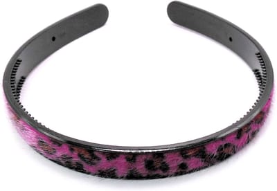 Diadeem zachte stof panterprint roze-zwart-rood